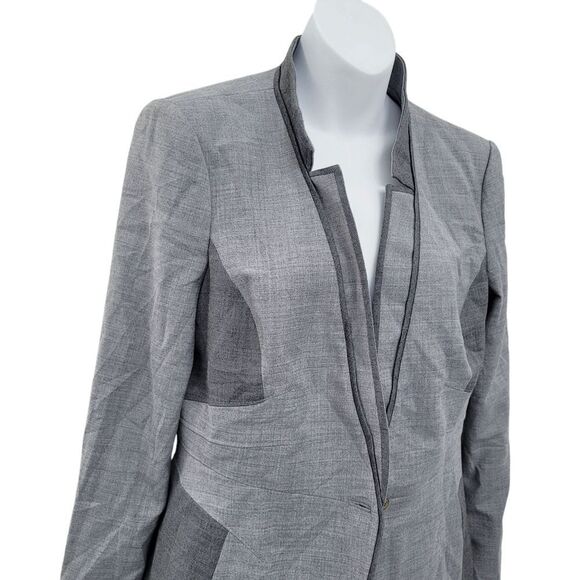 White House Black Market 52% Wool Grey Blazer Jacket Size: 12P - Picture 3 of 10